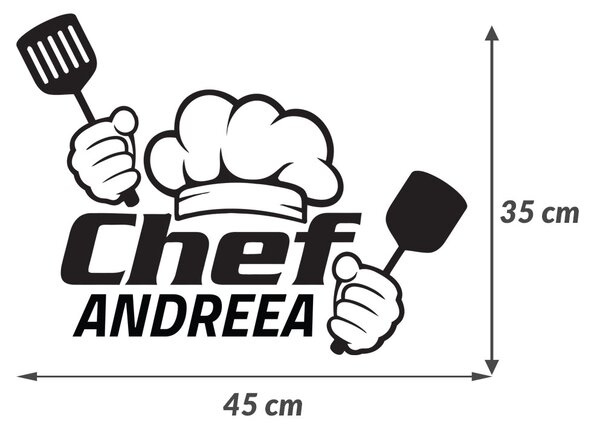 Sticker Personalizat Autocolant Decorativ Perete Chef, Negru, Oracal - S - 45 x 35 CM