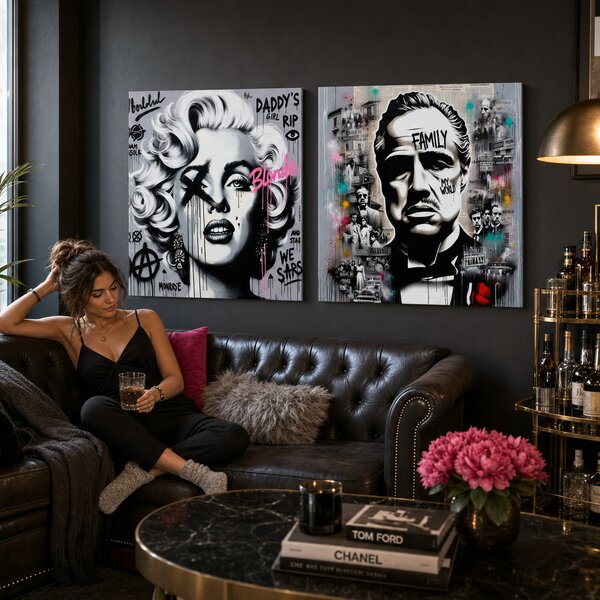 Set de 2 tablouri Legende Cinematografice — Marilyn Monroe, The Godfather - 2× 60×60 cm
