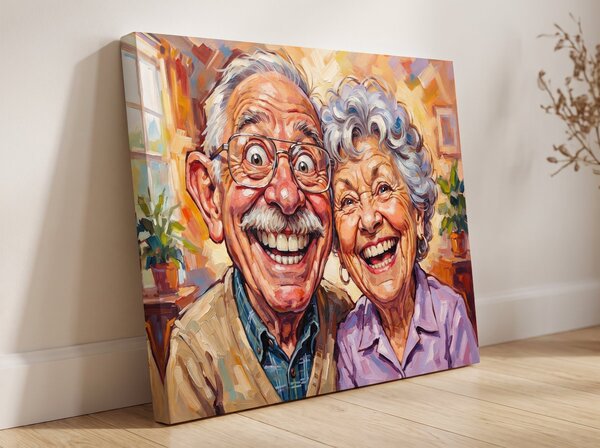 Caricatură personalizată din poză – cadou amuzant pe pânză - 30 × 30 cm