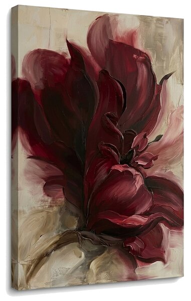 Tablou modern cu floare bordó pe pânză - 40x60 cm