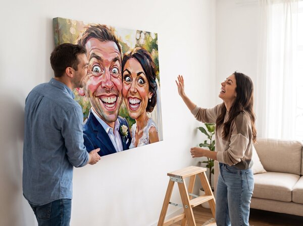 Caricatură personalizată din poză – cadou amuzant pe pânză - 30 × 30 cm