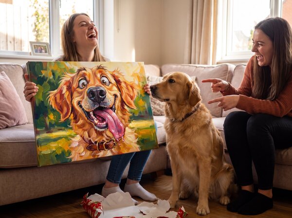 Caricatură personalizată din poză – cadou amuzant pe pânză - 30 × 30 cm