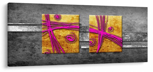 Tablou - Pătratr colorate pe fond negru (120x50 cm)