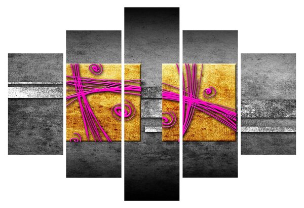 Tablou - Pătratr colorate pe fond negru (150x105 cm)