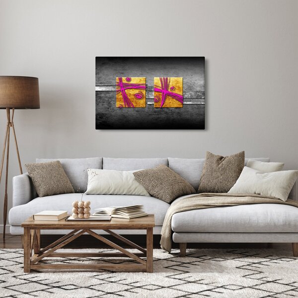 Tablou - Pătratr colorate pe fond negru (90x60 cm)