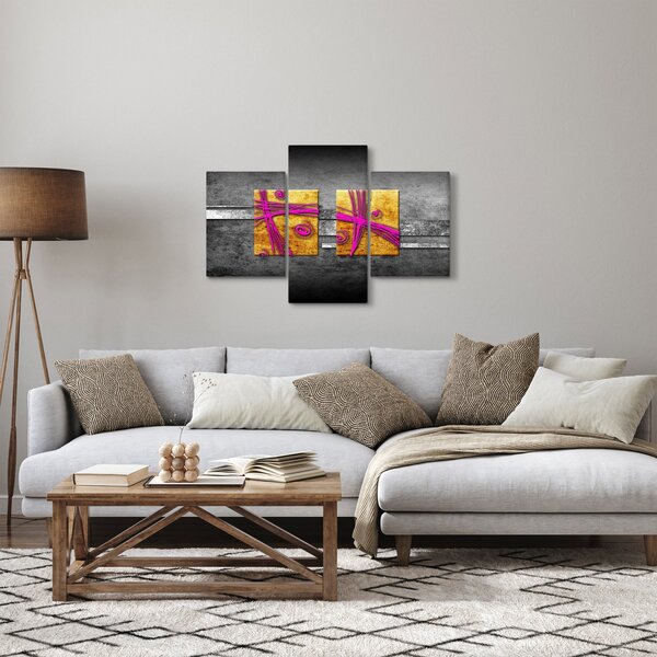 Tablou - Pătratr colorate pe fond negru (90x60 cm)