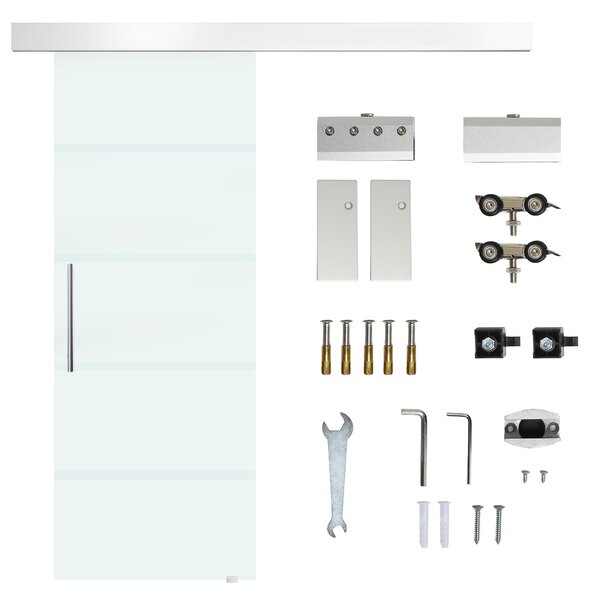 HOMCOM usa glisanta din sticla cu sina din aluminiu, 75x210cm | Aosom Romania