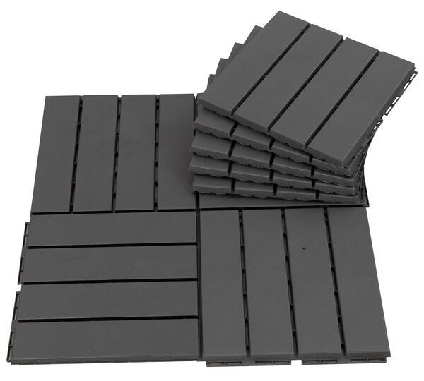 Outsunny Set 9 Cărămizi de Cuplat pentru Pavaj Terasă 30x30x2cm 0.81mq Negru | Aosom Romania