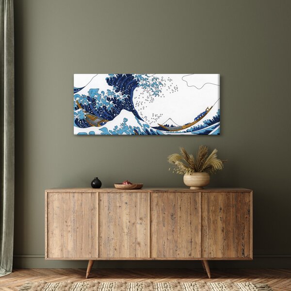 Tablou - Desen japonez, valuri (120x50 cm)