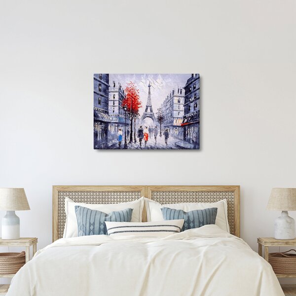 Tablou - Străzi din Paris, pictură în ulei (70x50 cm)