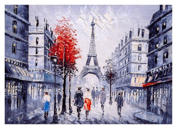 Tablou - Străzi din Paris, pictură în ulei (70x50 cm)