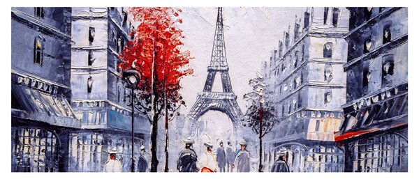 Tablou - Străzi din Paris, pictură în ulei (120x50 cm)
