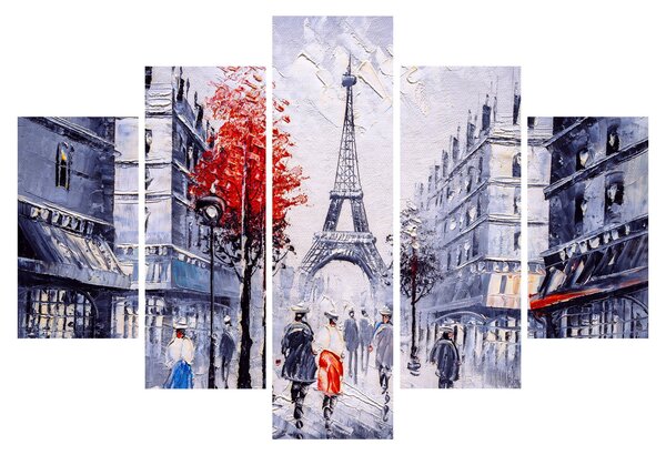 Tablou - Străzi din Paris, pictură în ulei (150x105 cm)