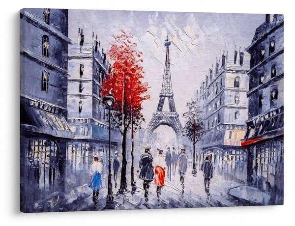 Tablou - Străzi din Paris, pictură în ulei (70x50 cm)