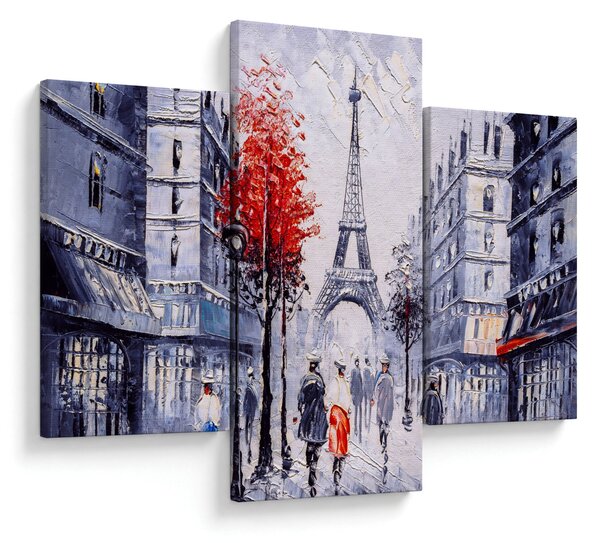 Tablou - Străzi din Paris, pictură în ulei (90x60 cm)
