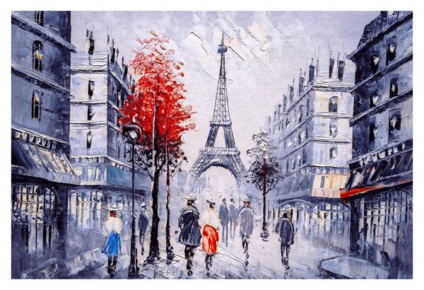 Tablou - Străzi din Paris, pictură în ulei (90x60 cm)