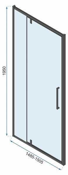 Rea Rapid Swing, cabină de duș cu 3 pereți 120 (uşă) x 80 (perete) x 195 cm, sticlă transparentă de 6 mm, profil negru, KPL-009961