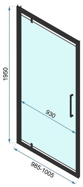 Rea Rapid Swing, cabină de duș cu 3 pereți 70 (uşă) x 80 (perete) x 195 cm, sticlă transparentă de 6 mm, profil negru, KPL-009946