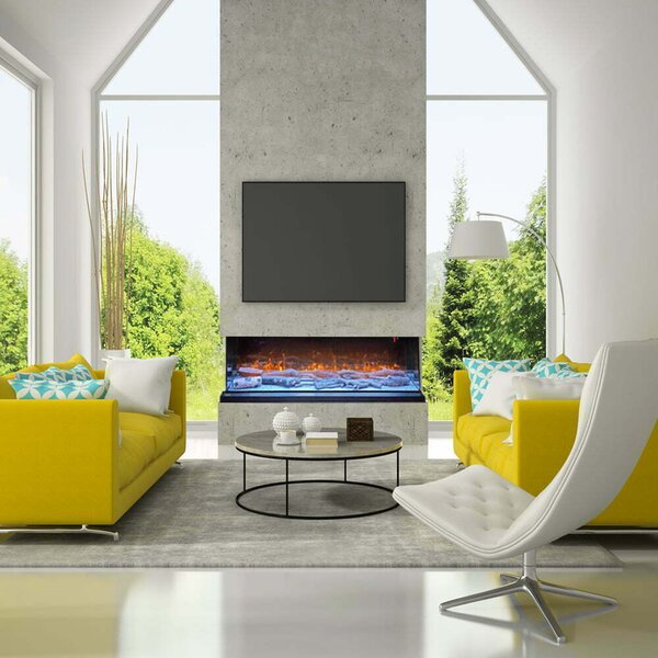 Semineu electric 3 laturi ElectricSun VISTA Mediu, pe perete, podea sau incorporabil, cu sunet, 10 culori, L153xH50cm (Resigilat)