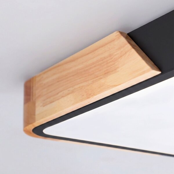 Brilagi - Lampă LED dimabilă PILANA LED/60W/230V stejar/negru 56x56 cm + telecomandă