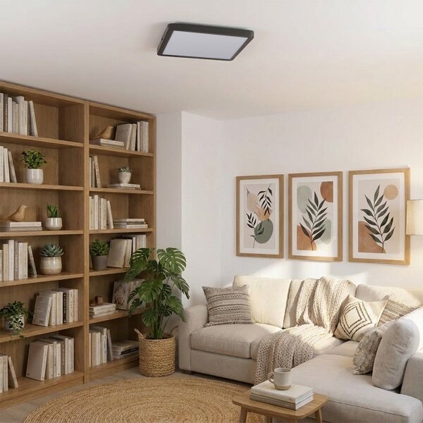 Brilagi - Plafonieră LED dimabilă ESTELA SQUARE LED/36W/230V 31x31 cm neagră + telecomandă