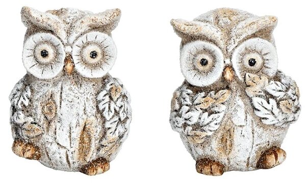 Decoratiune Petite Owl 11 cm din lut maro - modele diverse