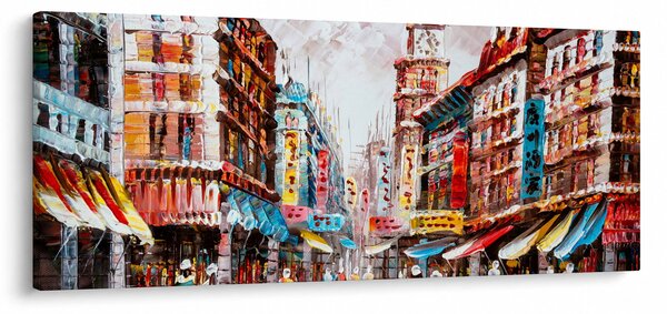 Tablou - Hong Kong, pictură în ulei (120x50 cm)