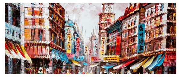 Tablou - Hong Kong, pictură în ulei (120x50 cm)
