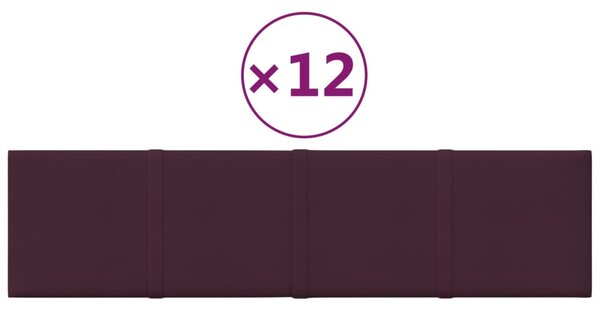 Panouri de perete, 12 buc., violet, 60x15 cm, textil, 1,08 m²