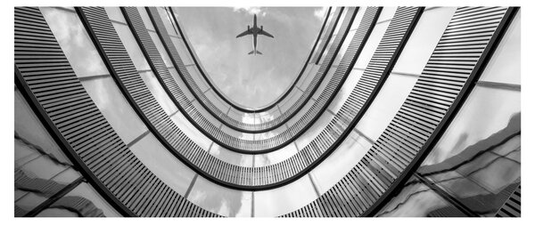 Tablou - Avionul deasupra clădirii (120x50 cm)
