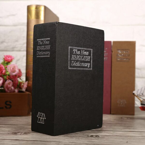 Seif secret tip carte Pufo cu cheie pentru blocare, model Dictionar, 24 x 15.5 cm, negru