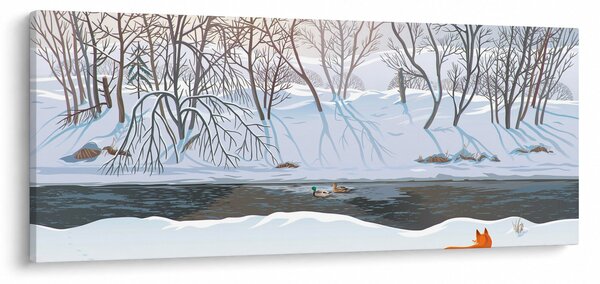 Tablou - Vulpe în peisaj de iarnă (120x50 cm)