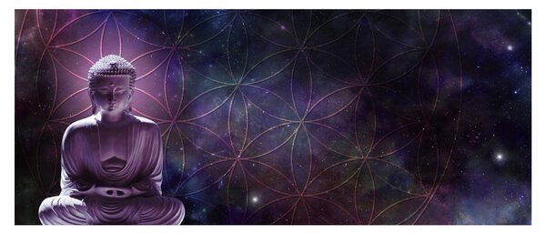 Tablou - Buddha cu florile vieții (120x50 cm)