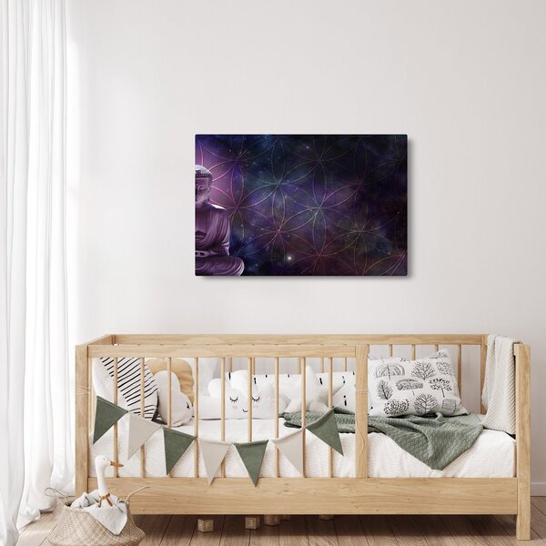 Tablou - Buddha cu florile vieții (90x60 cm)