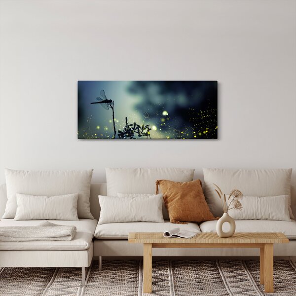 Tablou - Libelula în noaptea strălucitoare (120x50 cm)