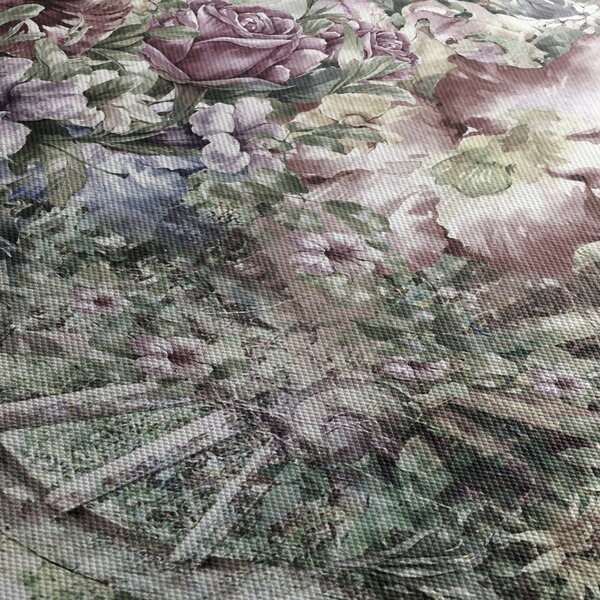 Tablou - Flori pe roata de lemn (120x50 cm)