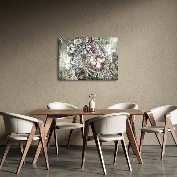 Tablou - Flori pe roata de lemn (70x50 cm)