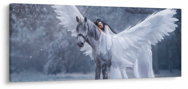 Tablou - Fata și unicorn (120x50 cm)