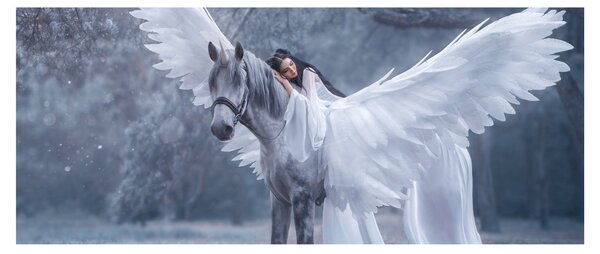 Tablou - Fata și unicorn (120x50 cm)