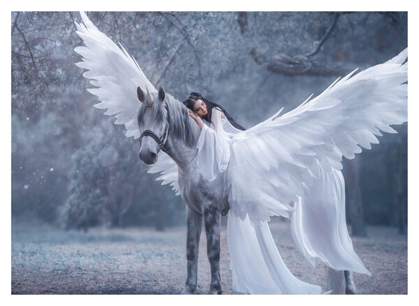 Tablou - Fata și unicorn (70x50 cm)