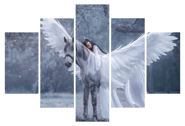 Tablou - Fata și unicorn (150x105 cm)