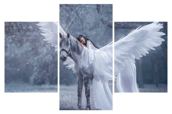 Tablou - Fata și unicorn (90x60 cm)