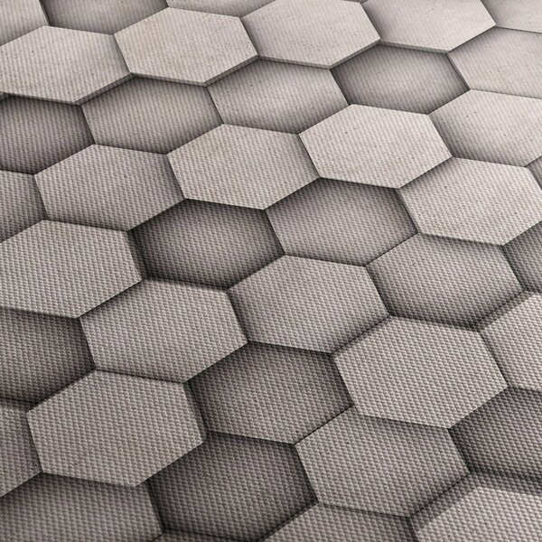 Tablou - Hexagoane design beton (cu ceas) (90x30 cm)