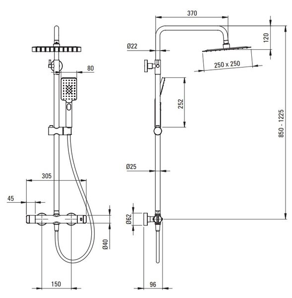 Coloana de dus cu cu baterie termostatică NAC_04HT