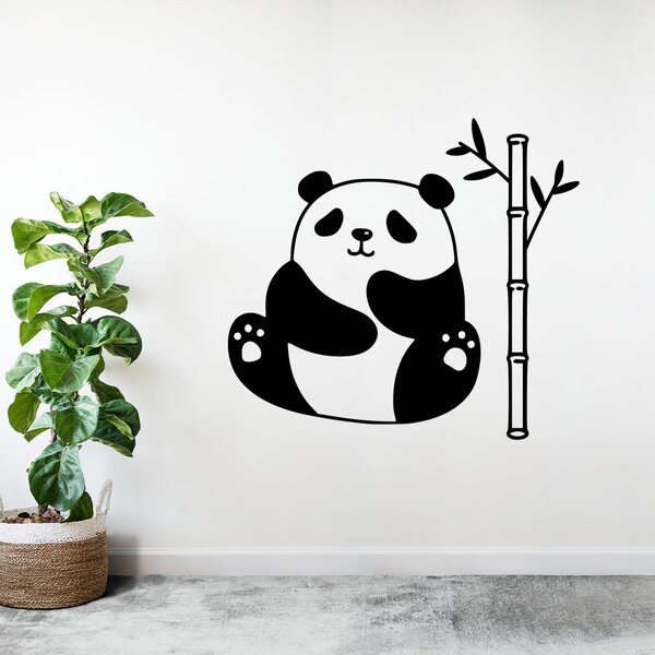 Sticker Autocolant Decorativ Perete Panda, 47x43 cm, Negru, Oracal