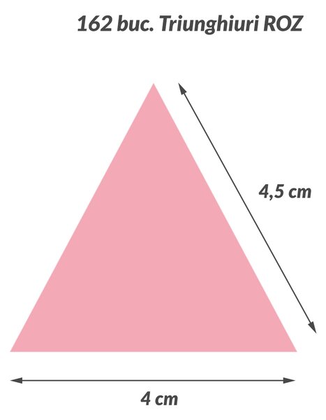 Triunghiuri decorative autocolant pereti decor camera bebe, 4x4,5 cm, Roz, Oracal - M - 162 Triunghiuri
