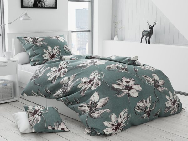 Lenjerie de pat din bumbac Culoare verde, NARITA + husa de perna 40 x 40 cm Dimensiune lenjerie de pat: 70x90 cm; 140x220 cm