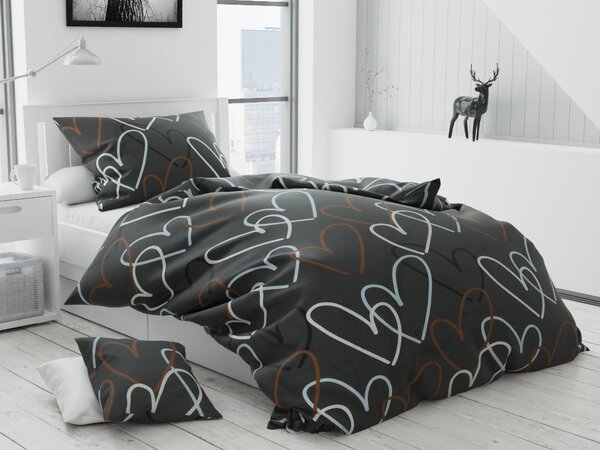 Lenjerie de pat din bumbac Culoare gri, GIFU + husa de perna 40 x 40 cm Dimensiune lenjerie de pat: 70x90 cm, 140x200 cm