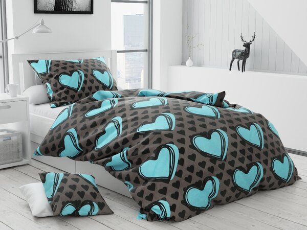 Lenjerie de pat din bumbac Culoare turcoaz, KASUGA + husa de perna 40 x 40 cm Dimensiune lenjerie de pat: 70x90 cm, 140x200 cm