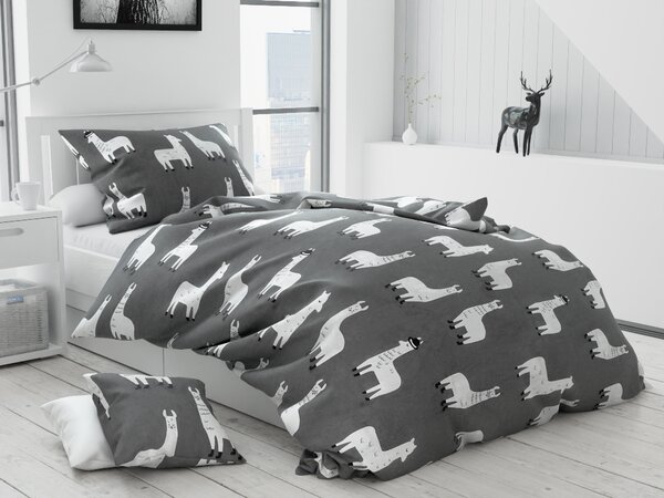 Lenjerie de pat din bumbac Culoare gri, KOBE + husa de perna 40 x 40 cm Dimensiune lenjerie de pat: 70 x 90 cm | 140 x 220 cm